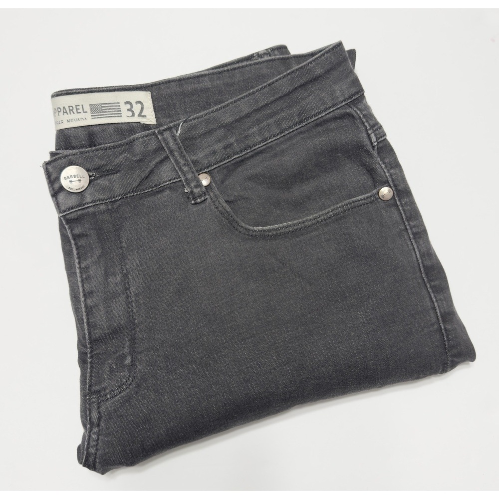 Barbell Apparel Men's Slim Straight Jeans Black 32x30 Premium Workwear Denim USA